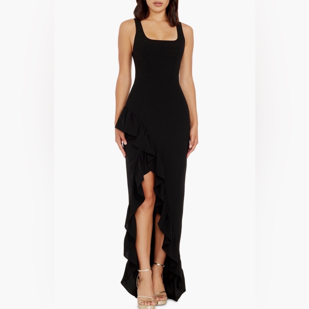 Dress the Population Charlene Ruffle Gown in Black
